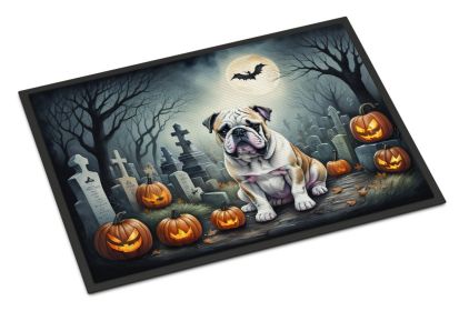 English Bulldog Doormat 24H X 36W - Spooky Halloween Indoor Outdoor Rugs for Entryway, Non Slip