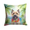 Cairn Terrier Throw Pillow Machine Washable, Indoor Outdoor Decorative Pillow for Couch, Bed or Patio, 14Hx14W - Luau