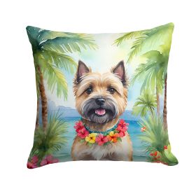 Cairn Terrier Throw Pillow Machine Washable, Indoor Outdoor Decorative Pillow for Couch, Bed or Patio, 14Hx14W - Luau