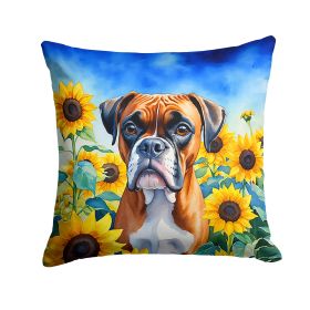 Boxer Throw Pillow Machine Washable, Indoor Outdoor Decorative Pillow for Couch, Bed or Patio, 14Hx14W - Sunflowers
