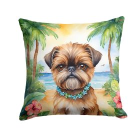 Brussels Griffon Throw Pillow Machine Washable, Indoor Outdoor Decorative Pillow for Couch, Bed or Patio, 14Hx14W - Luau
