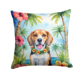 Beagle Throw Pillow Machine Washable, Indoor Outdoor Decorative Pillow for Couch, Bed or Patio, 14Hx14W - Luau
