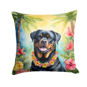 Rottweiler Throw Pillow Machine Washable, Indoor Outdoor Decorative Pillow for Couch, Bed or Patio, 14Hx14W - Luau