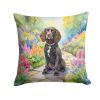 American Water Spaniel Throw Pillow Machine Washable, Indoor Outdoor Decorative Pillow for Couch, Bed or Patio, 14Hx14W - Spring Garden