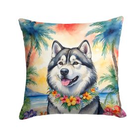 Alaskan Malamute Throw Pillow Machine Washable, Indoor Outdoor Decorative Pillow for Couch, Bed or Patio, 14Hx14W - Luau