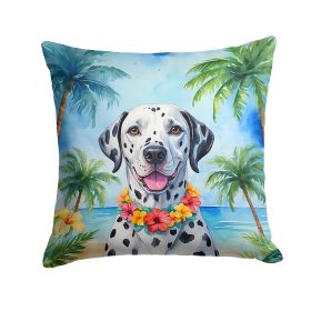 Dalmatian Throw Pillow Machine Washable, Indoor Outdoor Decorative Pillow for Couch, Bed or Patio, 14Hx14W - Luau