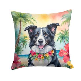 Border Collie Throw Pillow Machine Washable, Indoor Outdoor Decorative Pillow for Couch, Bed or Patio, 14Hx14W - Luau
