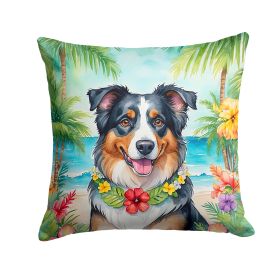 Australian Shepherd Throw Pillow Machine Washable, Indoor Outdoor Decorative Pillow for Couch, Bed or Patio, 14Hx14W - Luau