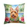 Australian Terrier Throw Pillow Machine Washable, Indoor Outdoor Decorative Pillow for Couch, Bed or Patio, 14Hx14W - Luau