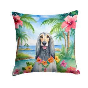 Afghan Hound Throw Pillow Machine Washable, Indoor Outdoor Decorative Pillow for Couch, Bed or Patio, 14Hx14W - Luau