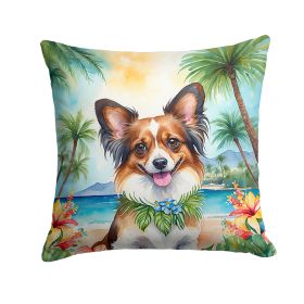 Papillon Throw Pillow Machine Washable, Indoor Outdoor Decorative Pillow for Couch, Bed or Patio, 14Hx14W - Luau