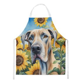 Great Dane Apron Cooking Kitchen Server Baking Crafts Gardening for Adult Women Men, Unisex, Large, Multicolor - Sunflowers