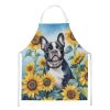 French Bulldog Apron Cooking Kitchen Server Baking Crafts Gardening for Adult Women Men, Unisex, Large, Multicolor - Sunflowers