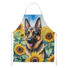 German Shepherd Apron Cooking Kitchen Server Baking Crafts Gardening for Adult Women Men, Unisex, Large, Multicolor - Sunflowers