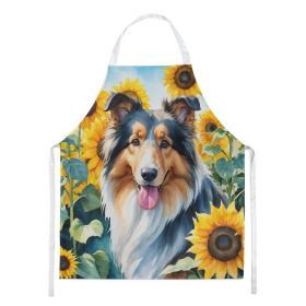 Collie Apron Cooking Kitchen Server Baking Crafts Gardening for Adult Women Men, Unisex, Large, Multicolor - Sunflowers
