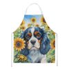 Cavalier Spaniel Apron Cooking Kitchen Server Baking Crafts Gardening for Adult Women Men, Unisex, Large, Multicolor - Sunflowers