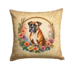 Boxer Throw Pillow Machine Washable, Indoor Outdoor Decorative Pillow for Couch, Bed or Patio, 14Hx14W - Flowers