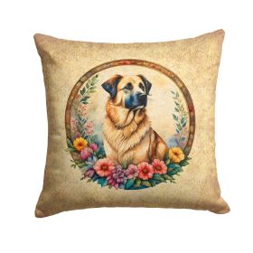 Anatolian Shepherd Dog Throw Pillow Machine Washable, Indoor Outdoor Decorative Pillow for Couch, Bed or Patio, 14Hx14W - Flowers