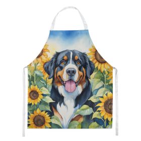 Bernese Mountain Dog Apron Cooking Kitchen Server Baking Crafts Gardening for Adult Women Men, Unisex, Large, Multicolor - Sunflowers