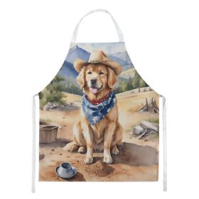 Golden Retriever Apron Cooking Kitchen Server Baking Crafts Gardening for Adult Women Men, Unisex, Large, Multicolor - Cowboy