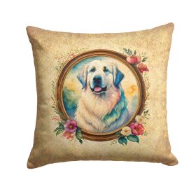 Great Pyrenees Throw Pillow Machine Washable, Indoor Outdoor Decorative Pillow for Couch, Bed or Patio, 14Hx14W - Flowers