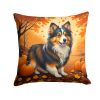 Sheltie Throw Pillow Machine Washable, Indoor Outdoor Decorative Pillow for Couch, Bed or Patio, 14Hx14W - Fall