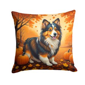 Sheltie Throw Pillow Machine Washable, Indoor Outdoor Decorative Pillow for Couch, Bed or Patio, 14Hx14W - Fall