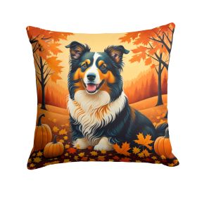 Collie Throw Pillow Machine Washable, Indoor Outdoor Decorative Pillow for Couch, Bed or Patio, 14Hx14W - Fall