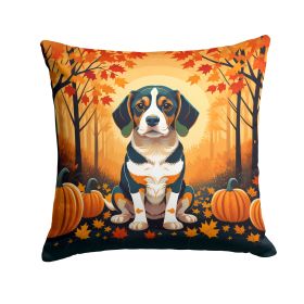 Beagle Throw Pillow Machine Washable, Indoor Outdoor Decorative Pillow for Couch, Bed or Patio, 14Hx14W - Fall