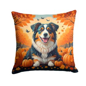 Australian Shepherd Throw Pillow Machine Washable, Indoor Outdoor Decorative Pillow for Couch, Bed or Patio, 14Hx14W - Fall