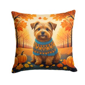 Norfolk Terrier Throw Pillow Machine Washable, Indoor Outdoor Decorative Pillow for Couch, Bed or Patio, 14Hx14W - Fall
