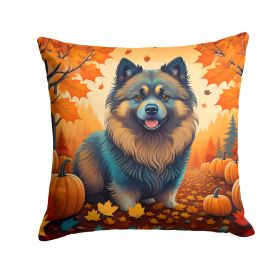 Keeshond Throw Pillow Machine Washable, Indoor Outdoor Decorative Pillow for Couch, Bed or Patio, 14Hx14W - Fall