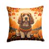 Cocker Spaniel Throw Pillow Machine Washable, Indoor Outdoor Decorative Pillow for Couch, Bed or Patio, 14Hx14W - Fall