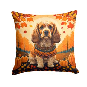 Cocker Spaniel Throw Pillow Machine Washable, Indoor Outdoor Decorative Pillow for Couch, Bed or Patio, 14Hx14W - Fall
