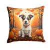 Jack Russell Terrier Throw Pillow Machine Washable, Indoor Outdoor Decorative Pillow for Couch, Bed or Patio, 14Hx14W - Fall