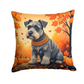 Schnauzer Throw Pillow Machine Washable, Indoor Outdoor Decorative Pillow for Couch, Bed or Patio, 14Hx14W - Fall
