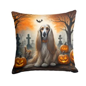 Afghan Hound Throw Pillow Machine Washable, Indoor Outdoor Decorative Pillow for Couch, Bed or Patio, 14Hx14W - Spooky Halloween