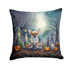Chihuahua Throw Pillow Machine Washable, Indoor Outdoor Decorative Pillow for Couch, Bed or Patio, 14Hx14W - Spooky Halloween
