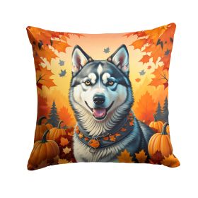 Siberian Husky Throw Pillow Machine Washable, Indoor Outdoor Decorative Pillow for Couch, Bed or Patio, 14Hx14W - Fall