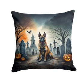 Belgian Malinois Throw Pillow Machine Washable, Indoor Outdoor Decorative Pillow for Couch, Bed or Patio, 14Hx14W - Spooky Halloween