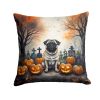 Fawn Pug Throw Pillow Machine Washable, Indoor Outdoor Decorative Pillow for Couch, Bed or Patio, 14Hx14W - Spooky Halloween