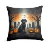 Black Labrador Retriever Throw Pillow Machine Washable, Indoor Outdoor Decorative Pillow for Couch, Bed or Patio, 14Hx14W - Spooky Halloween