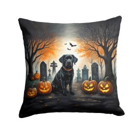 Black Labrador Retriever Throw Pillow Machine Washable, Indoor Outdoor Decorative Pillow for Couch, Bed or Patio, 14Hx14W - Spooky Halloween