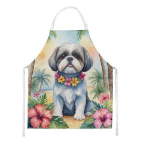 Shih Tzu Apron Cooking Kitchen Server Baking Crafts Gardening for Adult Women Men, Unisex, Large, Multicolor - Luau