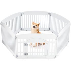 Dog Playpen Adjustable Folding Portable Pet Fence for Small to Medium Dogs Indoor Outdoor Use, 6-Panel, White
