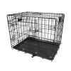 Dog Crate Folding Metal Pets Crates Double Door Puppy Cage Easy Set Up 30 inches