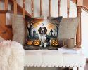 Welsh Springer Spaniel Throw Pillow Machine Washable, Indoor Outdoor Decorative Pillow for Couch, Bed or Patio, 14Hx14W - Spooky Halloween