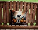 Fawn Pug Throw Pillow Machine Washable, Indoor Outdoor Decorative Pillow for Couch, Bed or Patio, 14Hx14W - Spooky Halloween