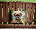Brussels Griffon Throw Pillow Machine Washable, Indoor Outdoor Decorative Pillow for Couch, Bed or Patio, 14Hx14W - Luau