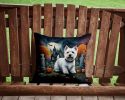 Westie Throw Pillow Machine Washable, Indoor Outdoor Decorative Pillow for Couch, Bed or Patio, 14Hx14W - Spooky Halloween